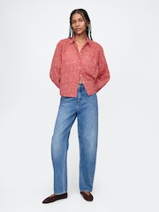 Gap Red Relaxed Button-Front Shirt - Image 3 of 4