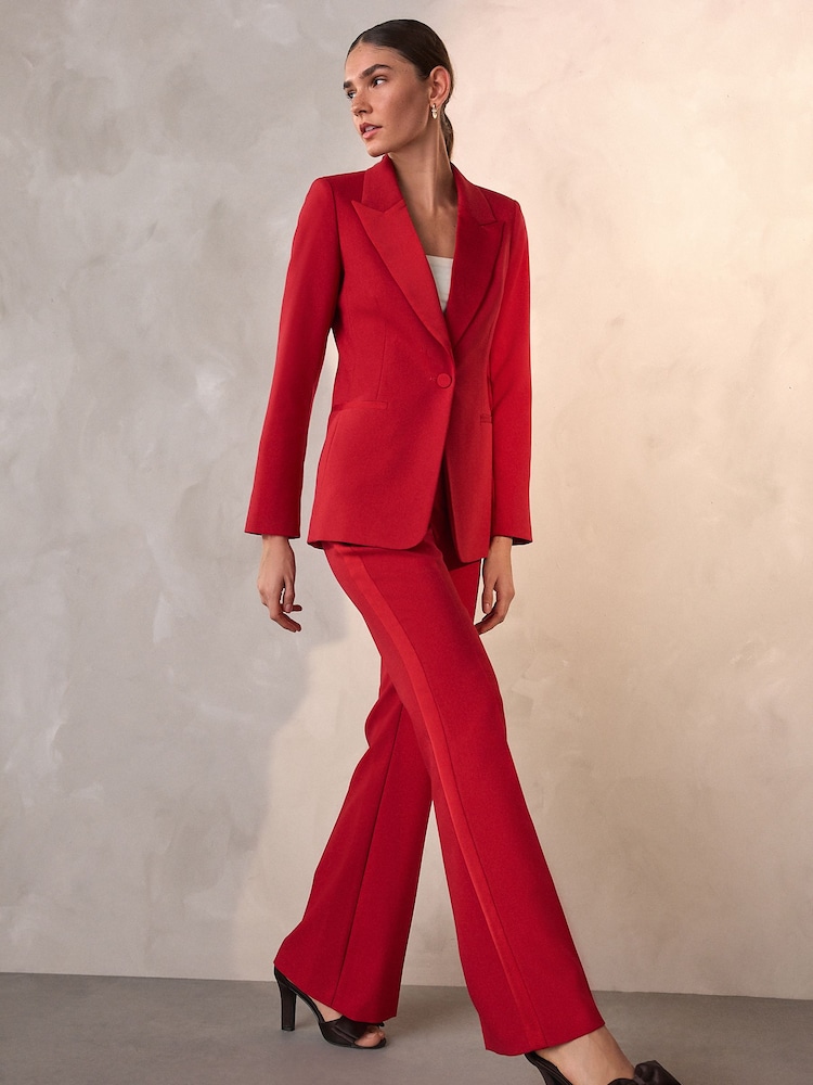 Red Tailored Single Breasted Tux Blazer - Image 2 of 5 Red Tailored Single Breasted Tux Blazer - Image 2 of 5