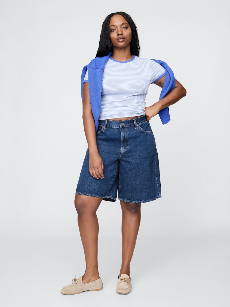 Gap Blue 11.5" Mid Rise Longline Denim Shorts - Image 5 of 5