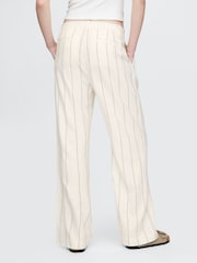 Gap Cream Stripe Wide Leg Heavyweight Linen-Blend Trousers - Image 3 of 4