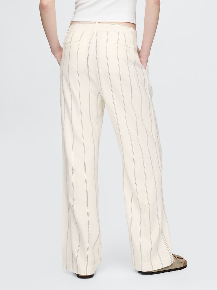 Crème gestreept - Gap dikke linnen-mix broek - Image 3 of 4