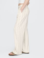 Gap Cream Stripe Wide Leg Heavyweight Linen-Blend Trousers - Image 4 of 4