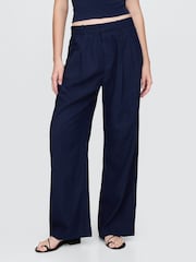 Gap Blue Wide Leg Heavyweight Linen-Blend Trousers - Image 1 of 5