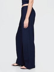 Gap Blue Wide Leg Heavyweight Linen-Blend Trousers - Image 4 of 5
