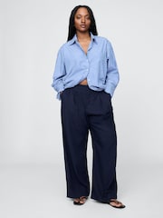 Gap Blue Wide Leg Heavyweight Linen-Blend Trousers - Image 5 of 5