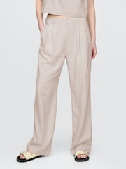 Gap Beige Wide Leg Heavyweight Linen-Blend Trousers - Image 1 of 5