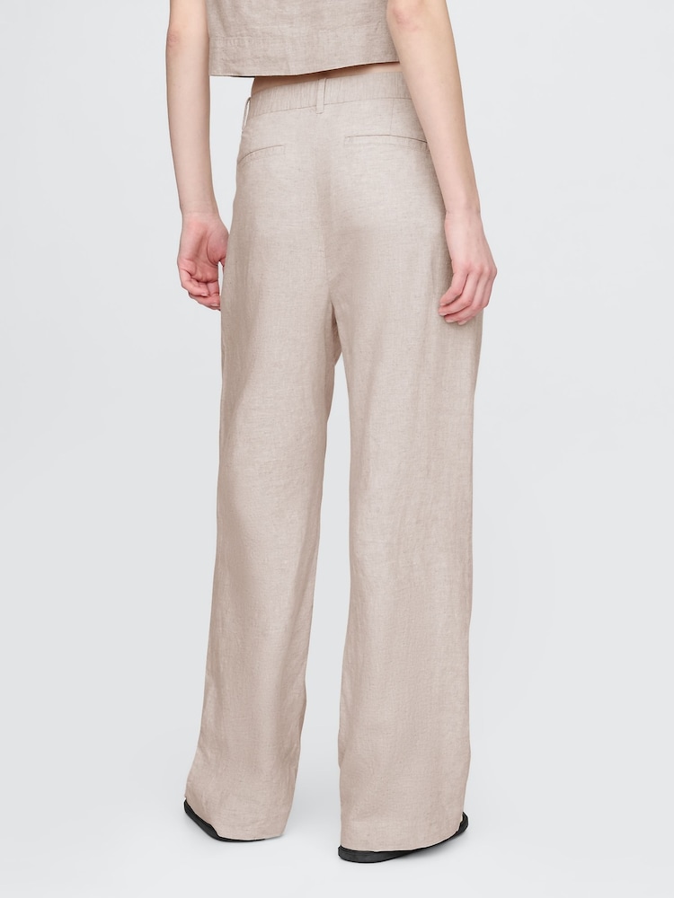 Gap Beige Wide Leg Heavyweight Linen-Blend Trousers - Image 2 of 5
