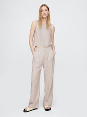 Gap Beige Wide Leg Heavyweight Linen-Blend Trousers - Image 3 of 5