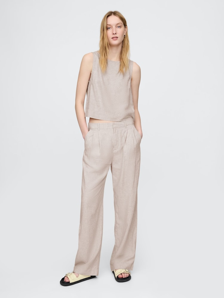 Beige - Gap dikke linnen-mix broek - Image 3 of 5