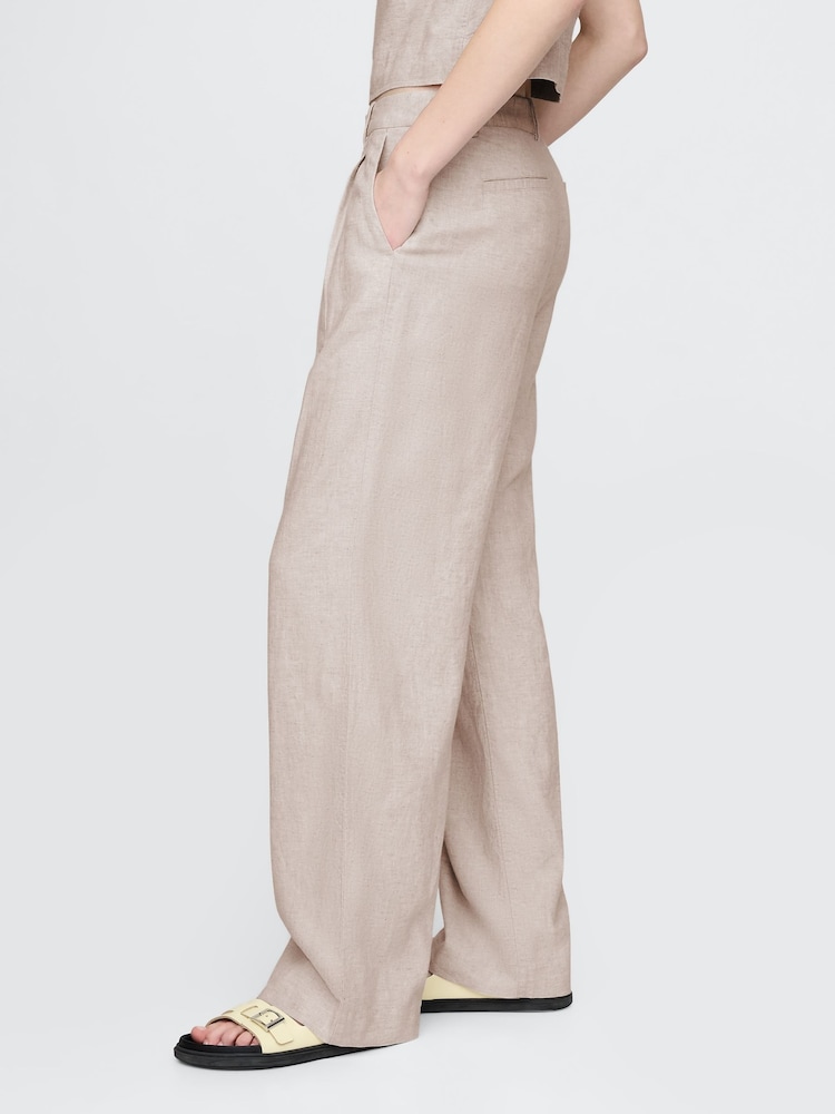 Beige - Gap dikke linnen-mix broek - Image 4 of 5
