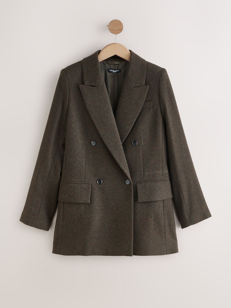 Verde - Tabitha Simmons X Wool Blend Double Breasted Blazer - Imagem 1 de 3
