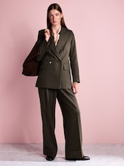 أخضر - Tabitha Simmons X Next Wool Blend Double Breasted Blazer - صورة 4 من 10