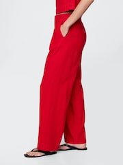 Gap Red Wide Leg Heavyweight Linen-Blend Trousers - Image 4 of 5
