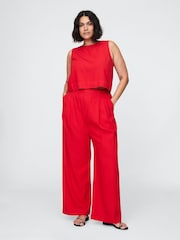 Gap Red Wide Leg Heavyweight Linen-Blend Trousers - Image 5 of 5