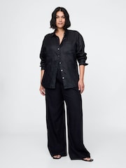 Gap Black Wide Leg Heavyweight Linen-Blend Trousers - Image 2 of 5