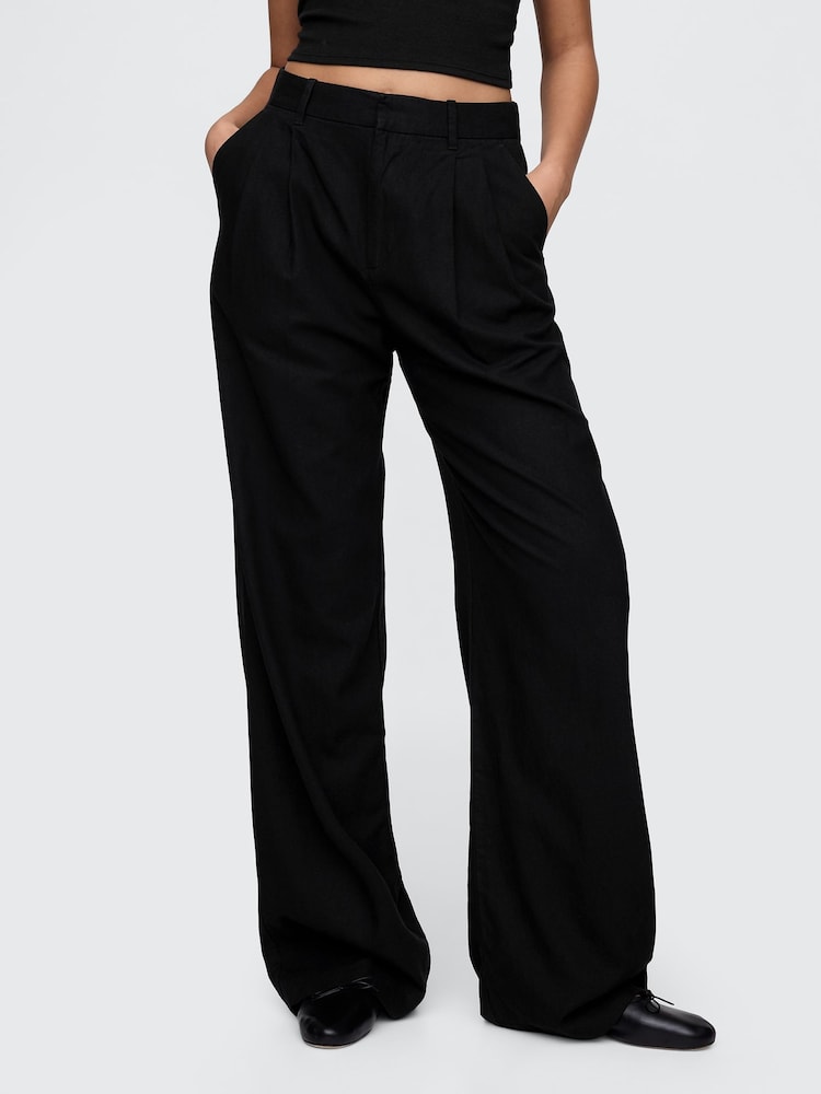 Gap Black Wide Leg Heavyweight Linen-Blend Trousers - Image 3 of 5