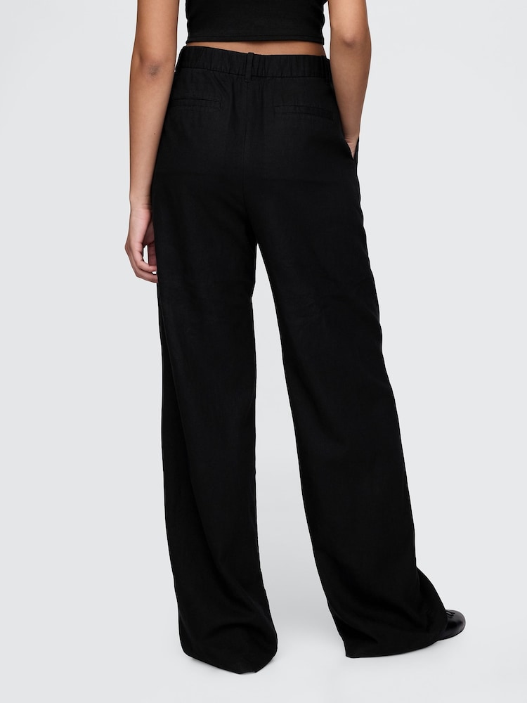 Gap Black Wide Leg Heavyweight Linen-Blend Trousers - Image 4 of 5