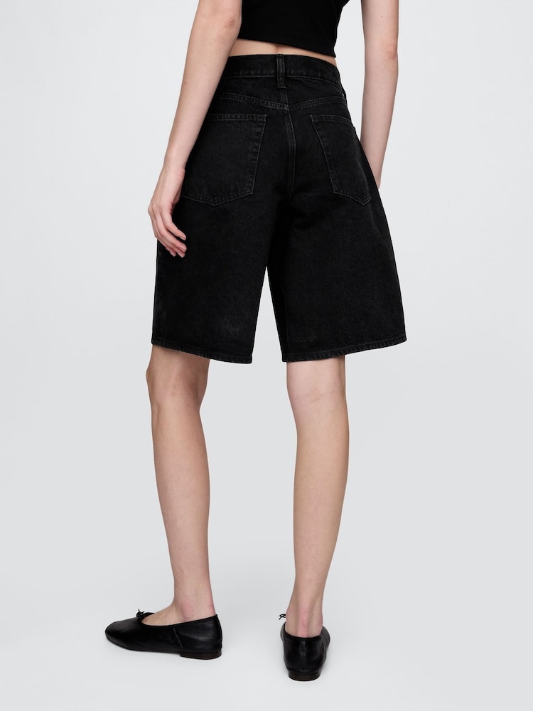 Gap Black 11.5" Mid Rise Longline Denim Shorts - Image 2 of 5