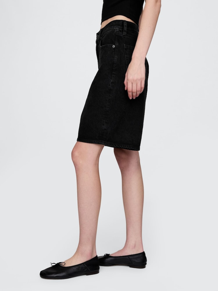 Gap Black 11.5" Mid Rise Longline Denim Shorts - Image 3 of 5