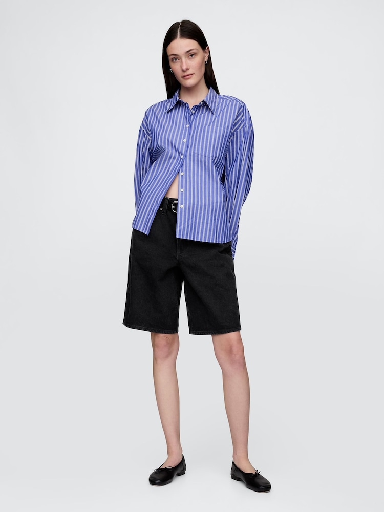 Gap Black 11.5" Mid Rise Longline Denim Shorts - Image 5 of 5