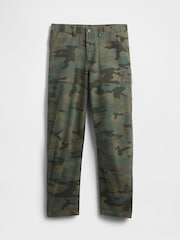 Gap Green Camo Mid Rise Cotton Barrel Trousers - Image 7 of 7