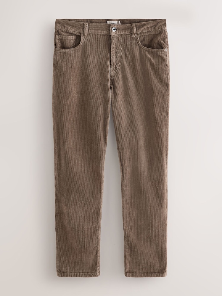 Mushroom Brown Straight Fit Corduroy 5 Pocket Stretch Trousers - Image 1 of 5