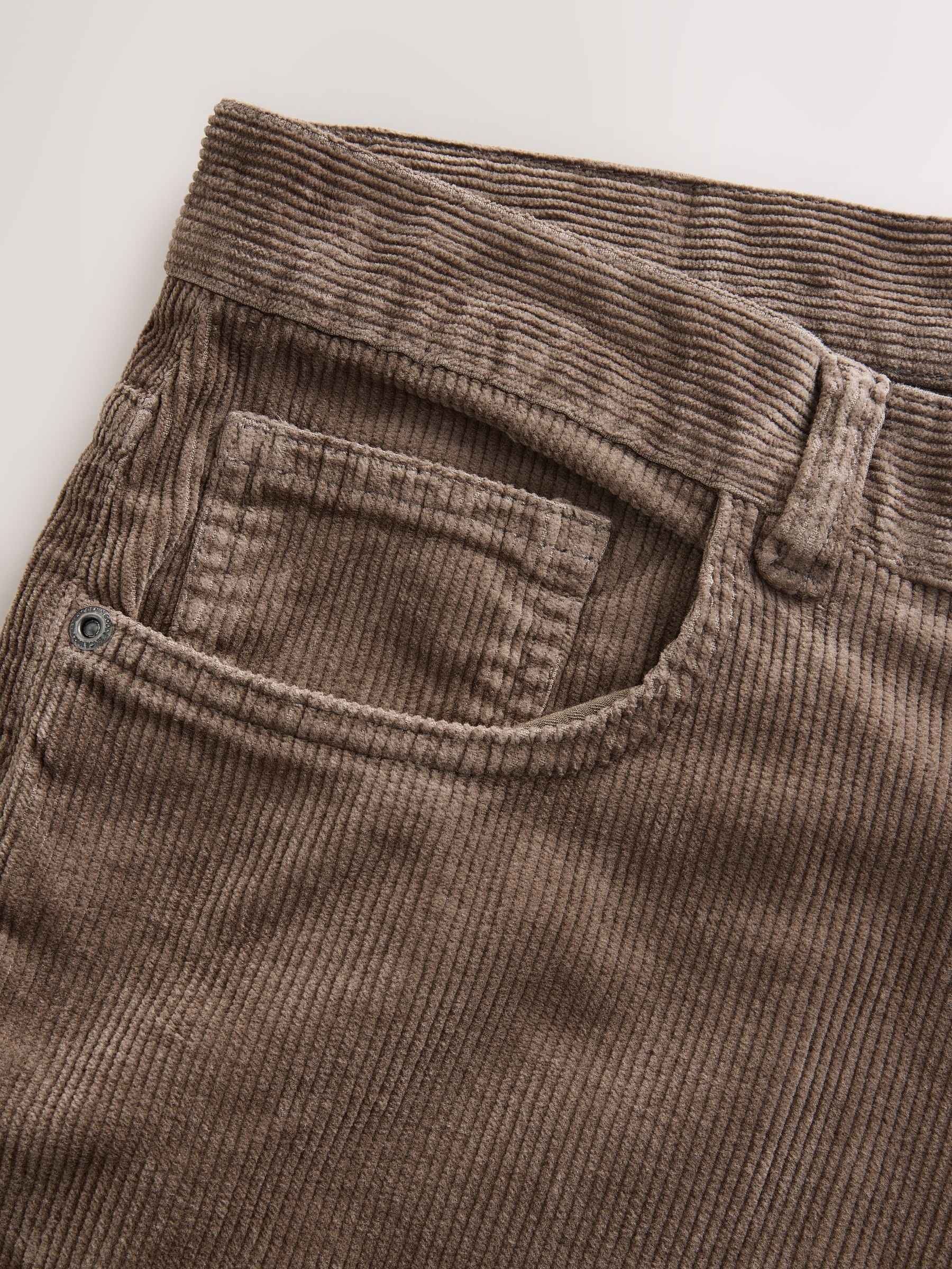 Buy Brown Straight Fit Corduroy 5 Pocket Stretch Trousers from