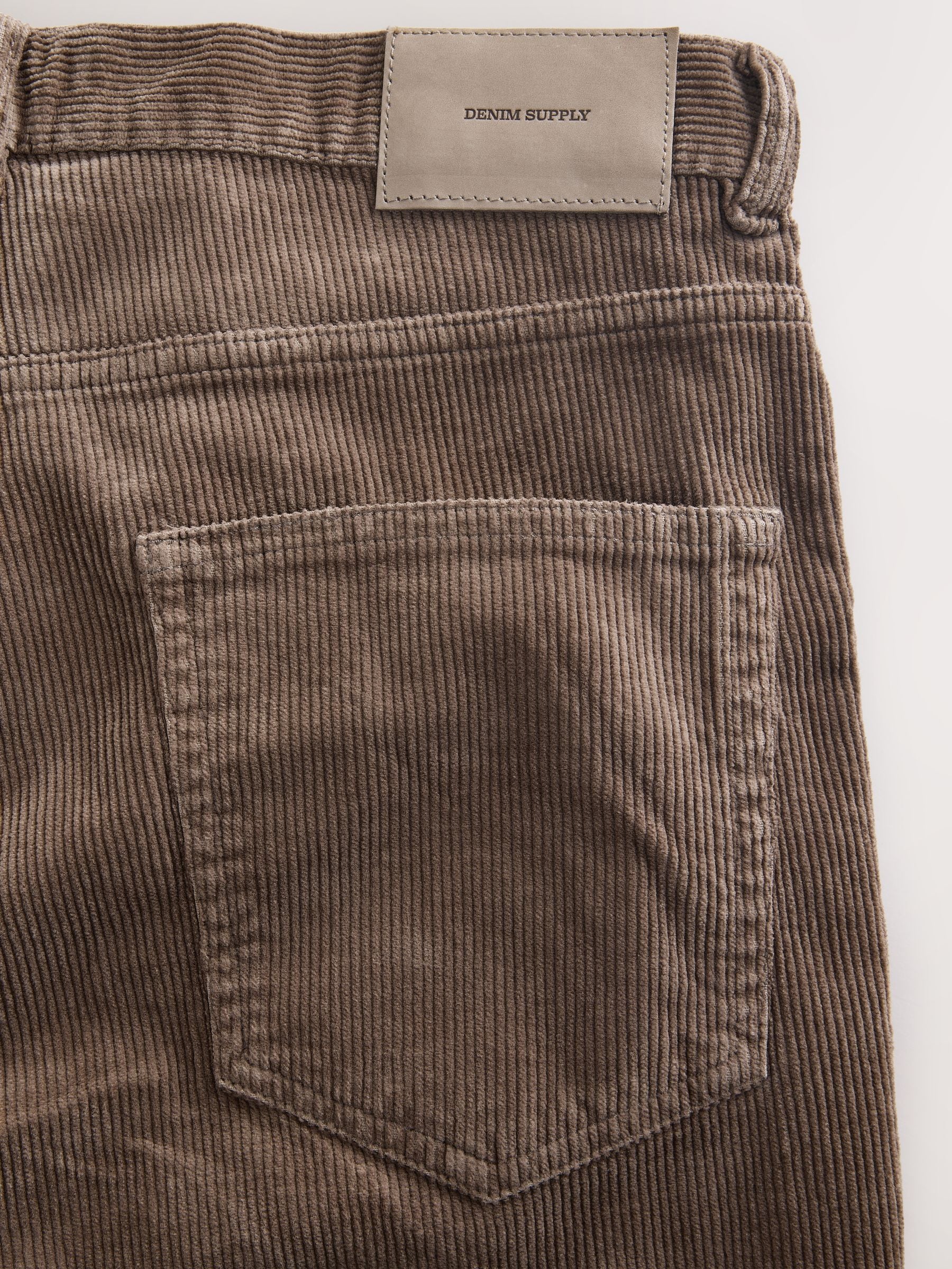 Buy Brown Straight Fit Corduroy 5 Pocket Stretch Trousers from