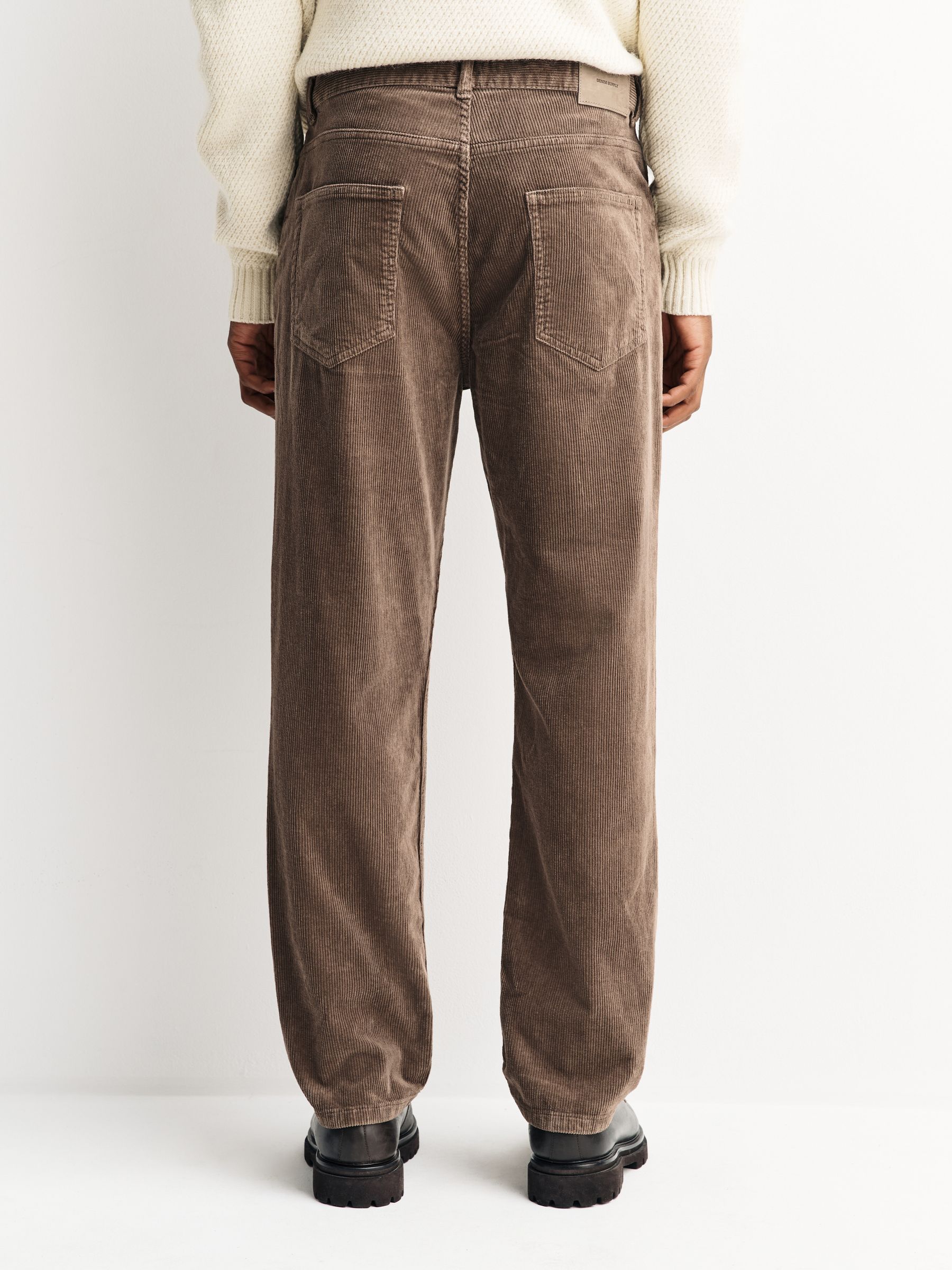 Buy Mushroom Brown Straight Fit Corduroy 5 Pocket Stretch Trousers