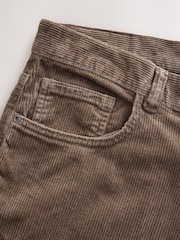 Mushroom Brown Straight Fit Corduroy 5 Pocket Stretch Trousers - Image 4 of 5