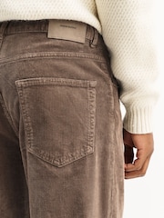 Mushroom Brown Straight Fit Corduroy 5 Pocket Stretch Trousers - Image 6 of 11