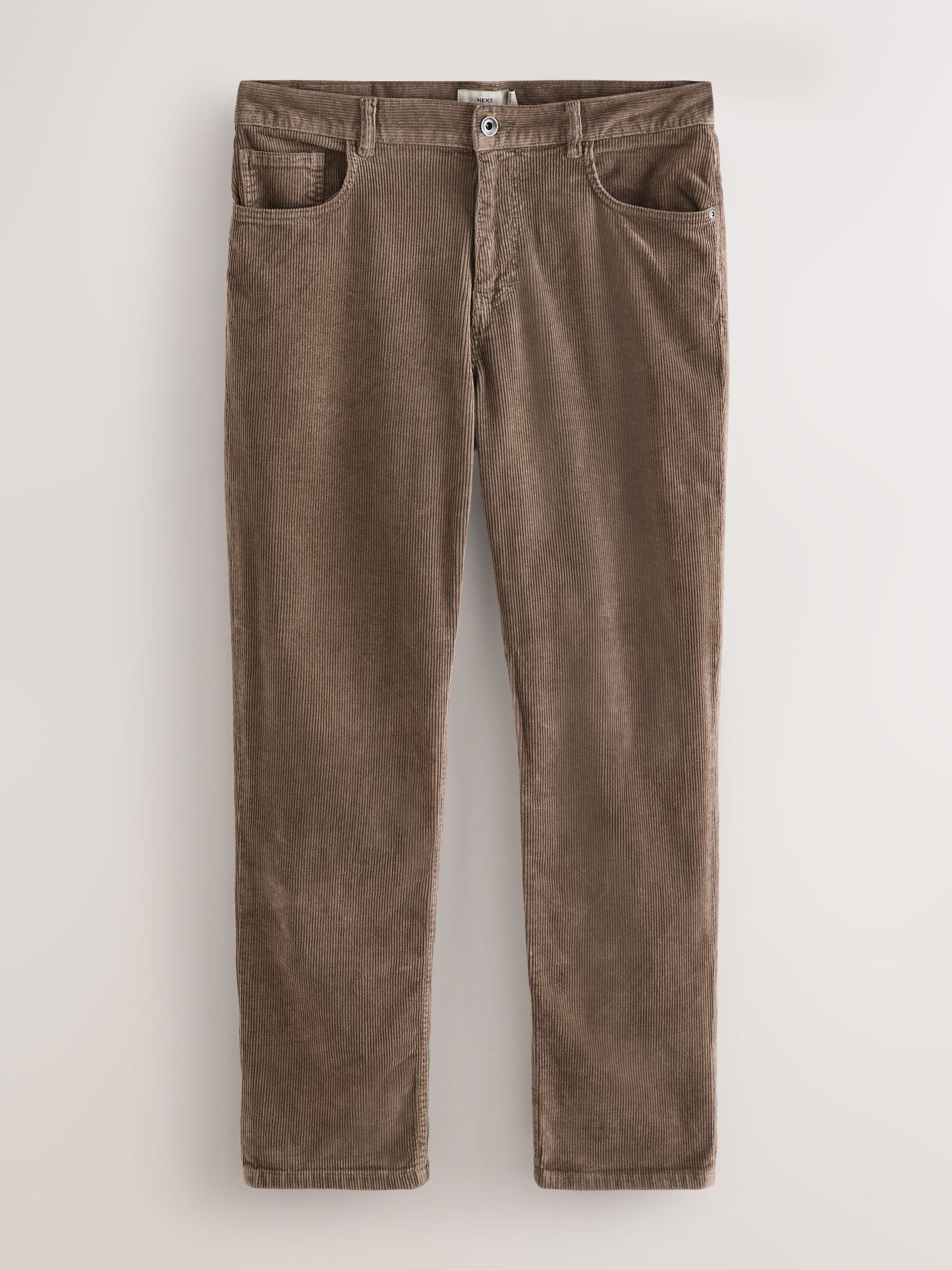 Buy Brown Straight Fit Corduroy 5 Pocket Stretch Trousers from