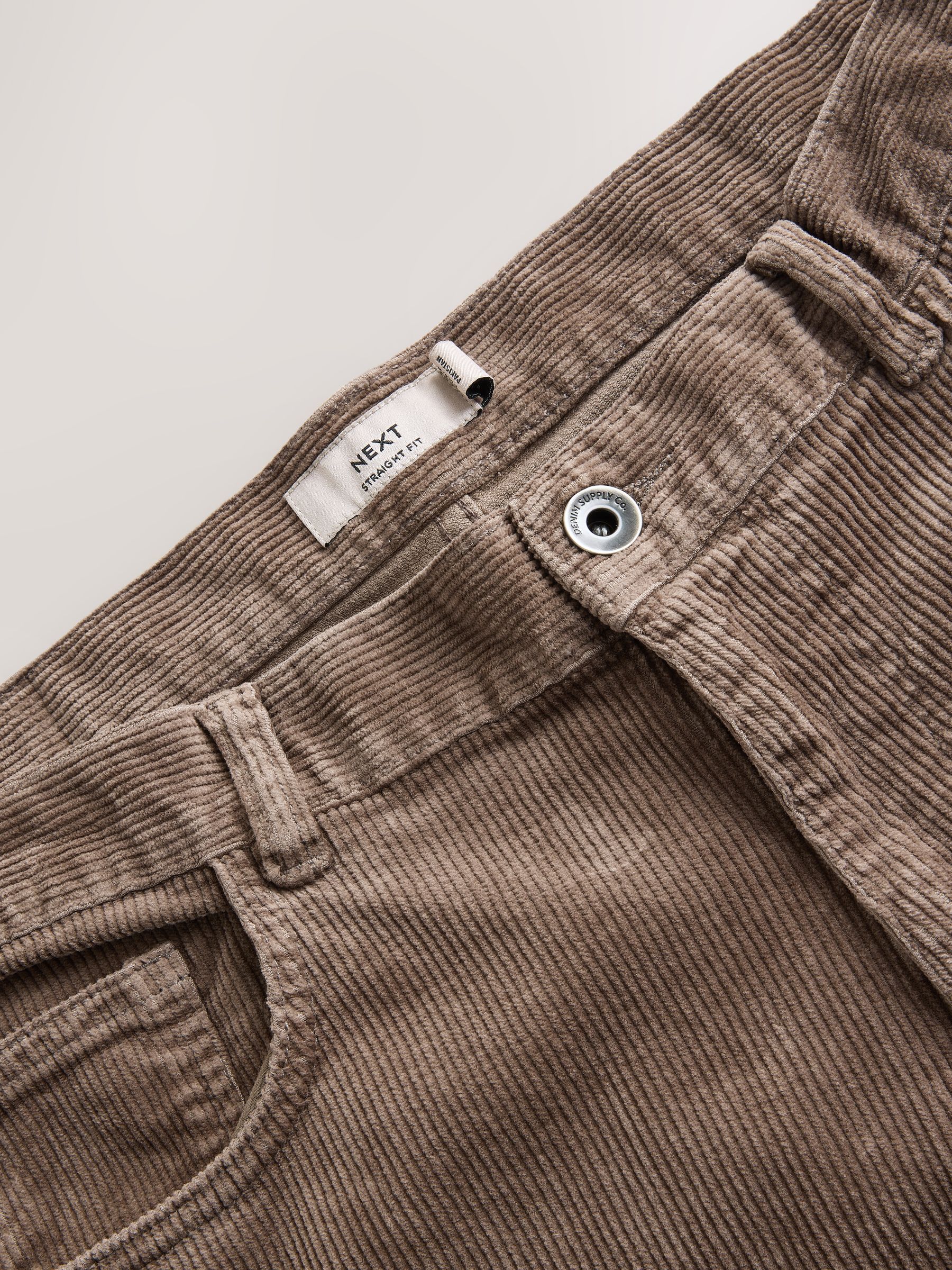 Buy Brown Straight Fit Corduroy 5 Pocket Stretch Trousers from