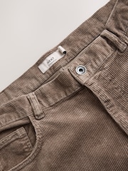 Mushroom Brown Straight Fit Corduroy 5 Pocket Stretch Trousers - Image 9 of 11