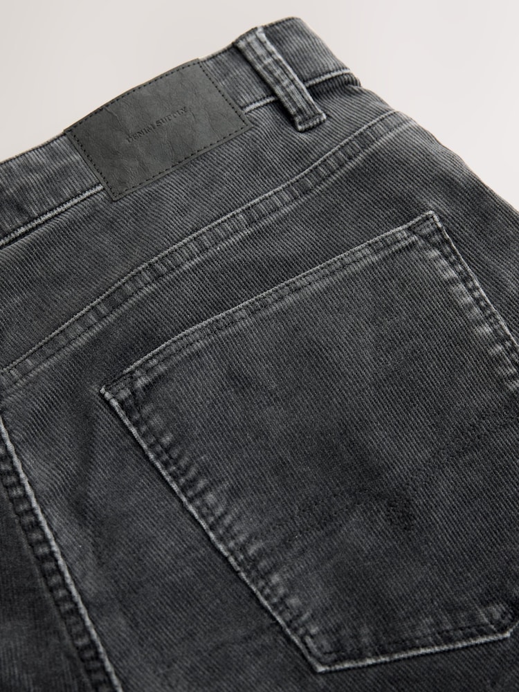 Washed Black Straight Fit Corduroy 5 Pocket Stretch Trousers - Image 5 of 5 Washed Black Straight Fit Corduroy 5 Pocket Stretch Trousers - Image 5 of 5