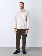 Dark Khaki Straight Fit Corduroy 5 Pocket Stretch Trousers - Image 5 of 10
