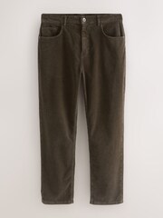 Dark Khaki Straight Fit Corduroy 5 Pocket Stretch Trousers - Image 7 of 10