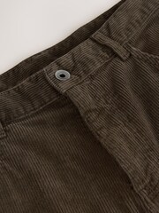 Dark Khaki Straight Fit Corduroy 5 Pocket Stretch Trousers - Image 9 of 10