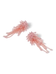 Aela Pink Beaded Cluster Drop Earrings - Image 2 of 3