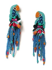 Aela Blue Beaded Parrot Earrings - Image 3 of 4