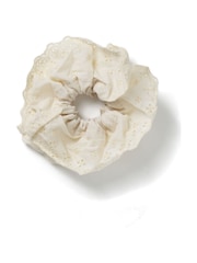 Aela Oversized Cream Broderie Hair Scrunchie - Image 1 of 3