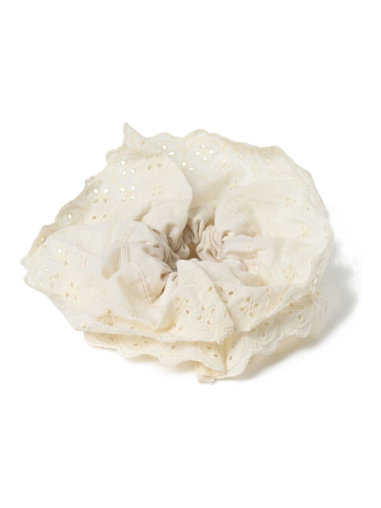 Aela Oversized Cream Broderie Hair Scrunchie - Image 2 of 3