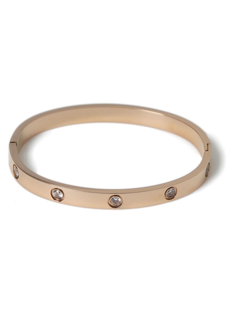 Aela Rose Gold Tone Stainless Steel Pave Bangle - Image 1 of 2