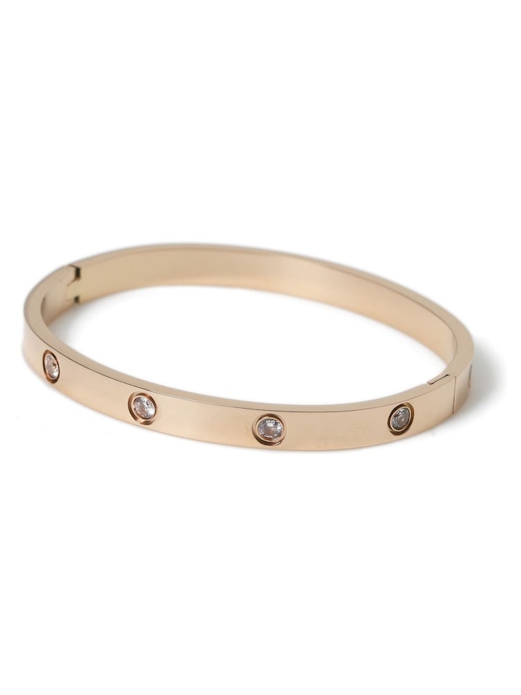 Aela Rose Gold Tone Stainless Steel Pave Bangle - Image 2 of 2