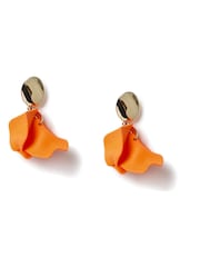 Aela Orange Powdercoat Petal Drop Earrings - Image 1 of 2