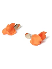 Aela Orange Powdercoat Petal Drop Earrings - Image 2 of 2