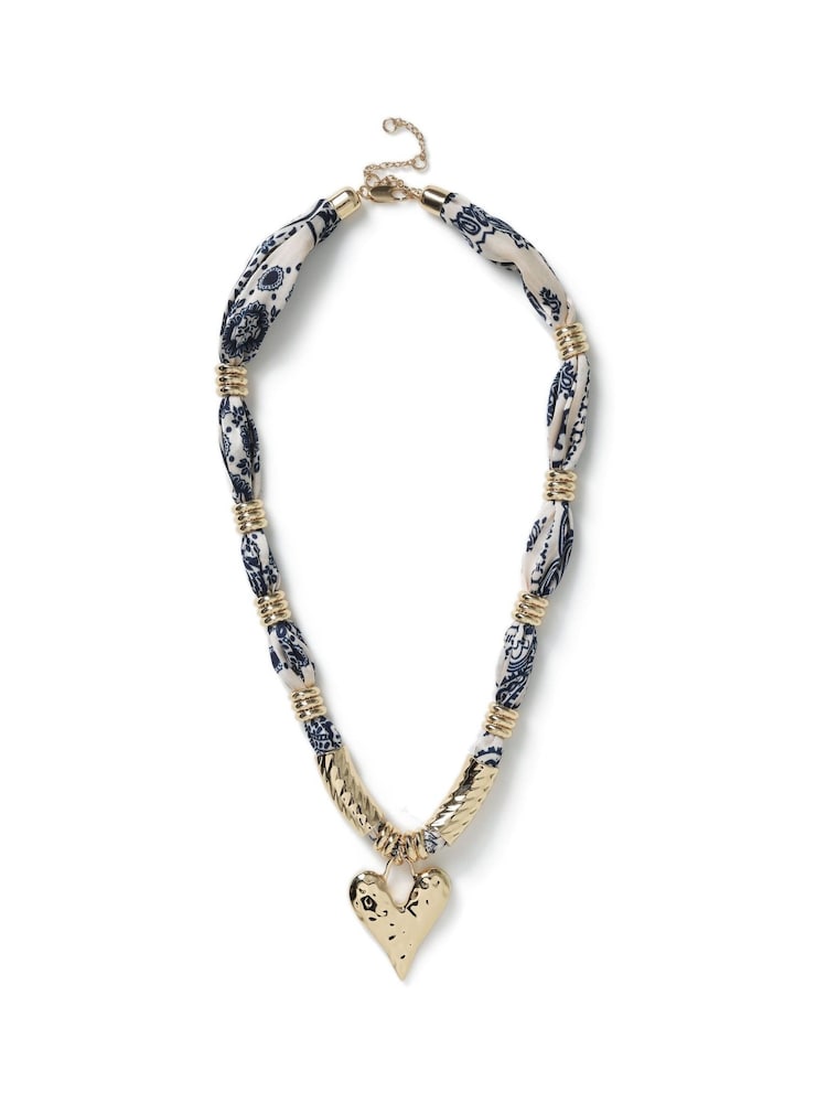 Aela Gold Tone Heart Pendant Scarf Necklace - Image 1 of 3