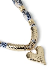 Aela Gold Tone Heart Pendant Scarf Necklace - Image 2 of 3