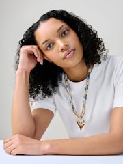Aela Gold Tone Heart Pendant Scarf Necklace - Image 3 of 3