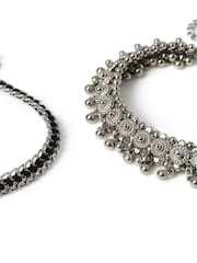 Aela Silver Tone Bohemian Thick Chain Anklets Multipack - Image 2 of 2
